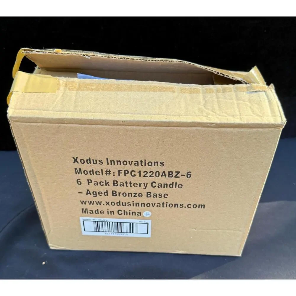 Box Of 6 Aged Bronze Battery Powered Christmas Candles In Original Box!